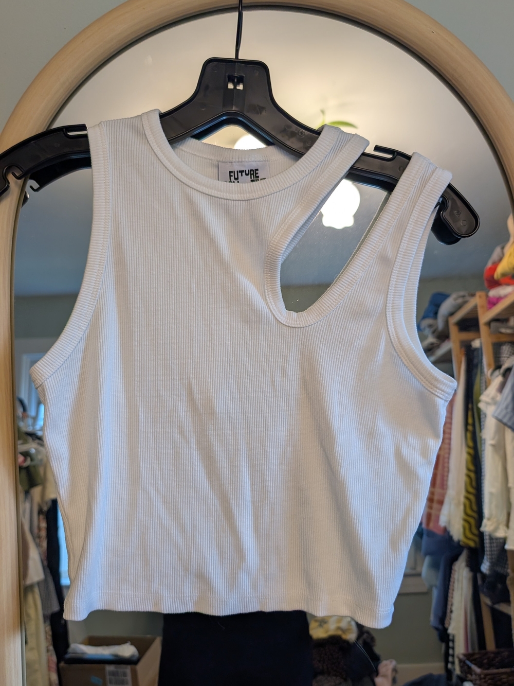 Kahlana Barfield Brown For Future Collective White Ribbed Cutout Tank